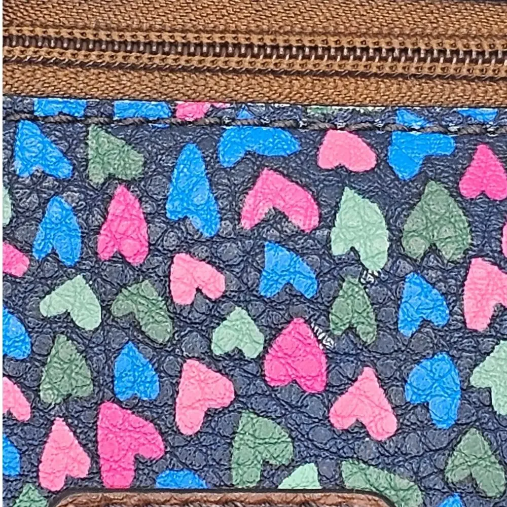 Fossil Tessa Multicolored Heart Pattern Faux Leather Bifold Wallet